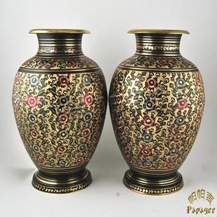 巴基斯坦铜雕花瓶2013新款 手工铜雕大肚花瓶 印巴风铜器现货销售